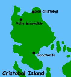 Map of Cristobal Island, Bocas del Toro